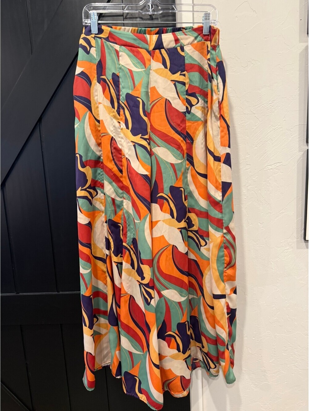 Easel Los Angeles Colorful Abstract Print Wide Leg Pants
